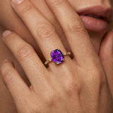 Cushion Cut Amethyst Engagement Ring with Distant Diamond Band