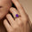 Criss Cross Diamond Ring with Oval Cut Amethyst - GeumJewels