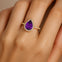 Classic Pear Shaped Amethyst Halo Diamond Engagement Ring - GeumJewels