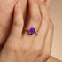 Oval Solitaire Amethyst Ring with Twisted Wire Diamond Band - GeumJewels