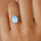 Twisted Up Down Band Pear Shaped Aquamarine Ring with Accent Diamonds - GeumJewels