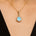Classic Solitaire Round Aquamarine Halo Diamond Dangle Pendant - GeumJewels