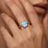 Cushion Cut Aquamarine Engagement Ring with Distant Diamond Band - GeumJewels