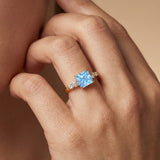 Princess Cut Aquamarine Graduating Accent Diamond Ring
