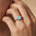 Princess Cut Aquamarine Graduating Accent Diamond Ring - GeumJewels