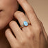 Criss Cross Diamond Ring with Oval Cut Aquamarine - GeumJewels