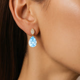 Illussion Set Diamond Earrings with Pear Cut Aquamarine - GeumJewels