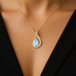 Designer Diamond Loop Pendant with Teardrop Shaped Aquamarine - GeumJewels