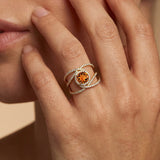 Solitaire Round Citrine Cocktail Diamond Ring
