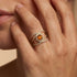 Solitaire Round Citrine Cocktail Diamond Ring - GeumJewels
