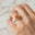 Citrine Square Cushion Under Halo Diamonds Thin Ring with Diamond Band - GeumJewels