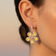 Pear Shaped Citrine Flower Diamond Leverback Earrings - GeumJewels