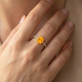 Oval Solitaire Citrine with Accent Diamonds Engagement Ring