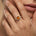 Classic Round Halo Diamonds with Solitaire Citrine Engagement Ring - GeumJewels