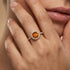 Classic Round Halo Diamonds with Solitaire Citrine Engagement Ring - GeumJewels