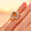 Oval Solitaire Citrine Baguette and Round Diamond Cocktail Ring - GeumJewels