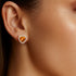 Heart Shaped Citrine Halo Diamond Stud Earrings - GeumJewels