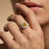 Double Halo Diamond Cushion Cut Citrine Ring - GeumJewels
