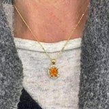 Vintage Style Oval Shaped Citrine Halo Set with Diamond Accents