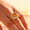 Vintage Style Square Cut Citrine Diamond Ring - GeumJewels