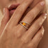 Fashionable V Shaped Diamond Ring with Pear Cut Citrine - GeumJewels