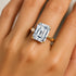 Emerald Shaped Lab Diamond with 3mm Accent Solitaire Engagement Ring - GeumJewels