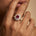 Triple Halo Diamond Oval Cut Garnet Cocktail Ring - GeumJewels
