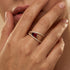 Fashionable V Shaped Diamond Ring with Pear Cut Garnet - GeumJewels