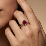 Criss Cross Diamond Ring with Oval Cut Garnet