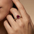 Criss Cross Diamond Ring with Oval Cut Garnet - GeumJewels
