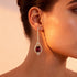 Art Deco Style Pear Shaped Garnet Diamond Drop Earrings - GeumJewels