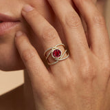 Solitaire Round Garnet Cocktail Diamond Ring
