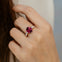 Oval Cut Garnet with Graduated Diamonds Ring - GeumJewels