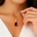 Illussion Set Diamond Pendant with Pear Cut Garnet - GeumJewels