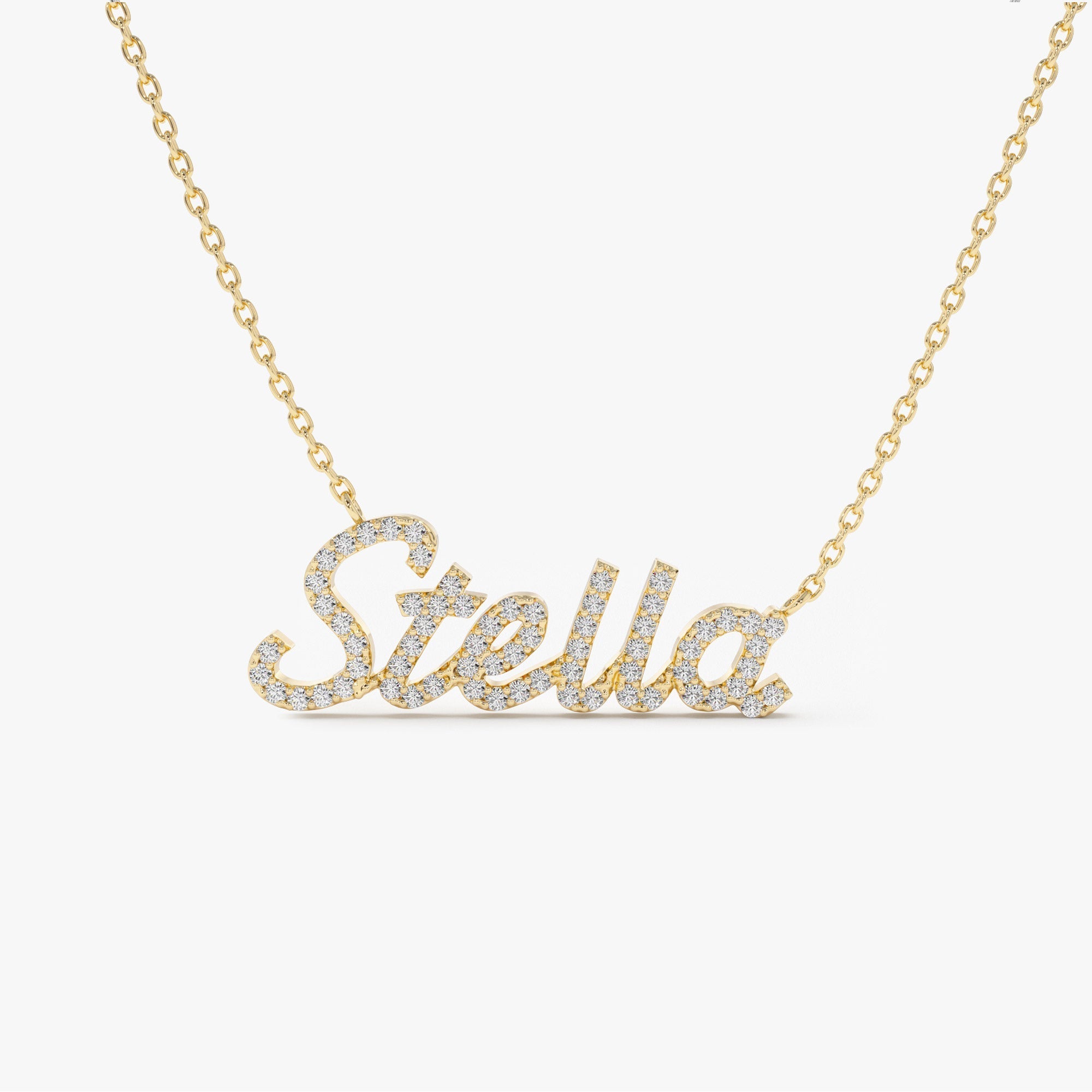 14k Personalized Diamond Name Necklace