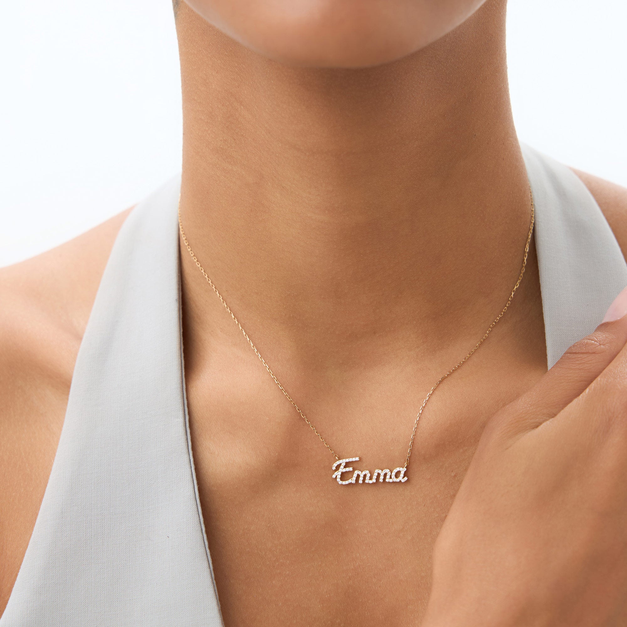 14k Personalized Diamond Name Necklace