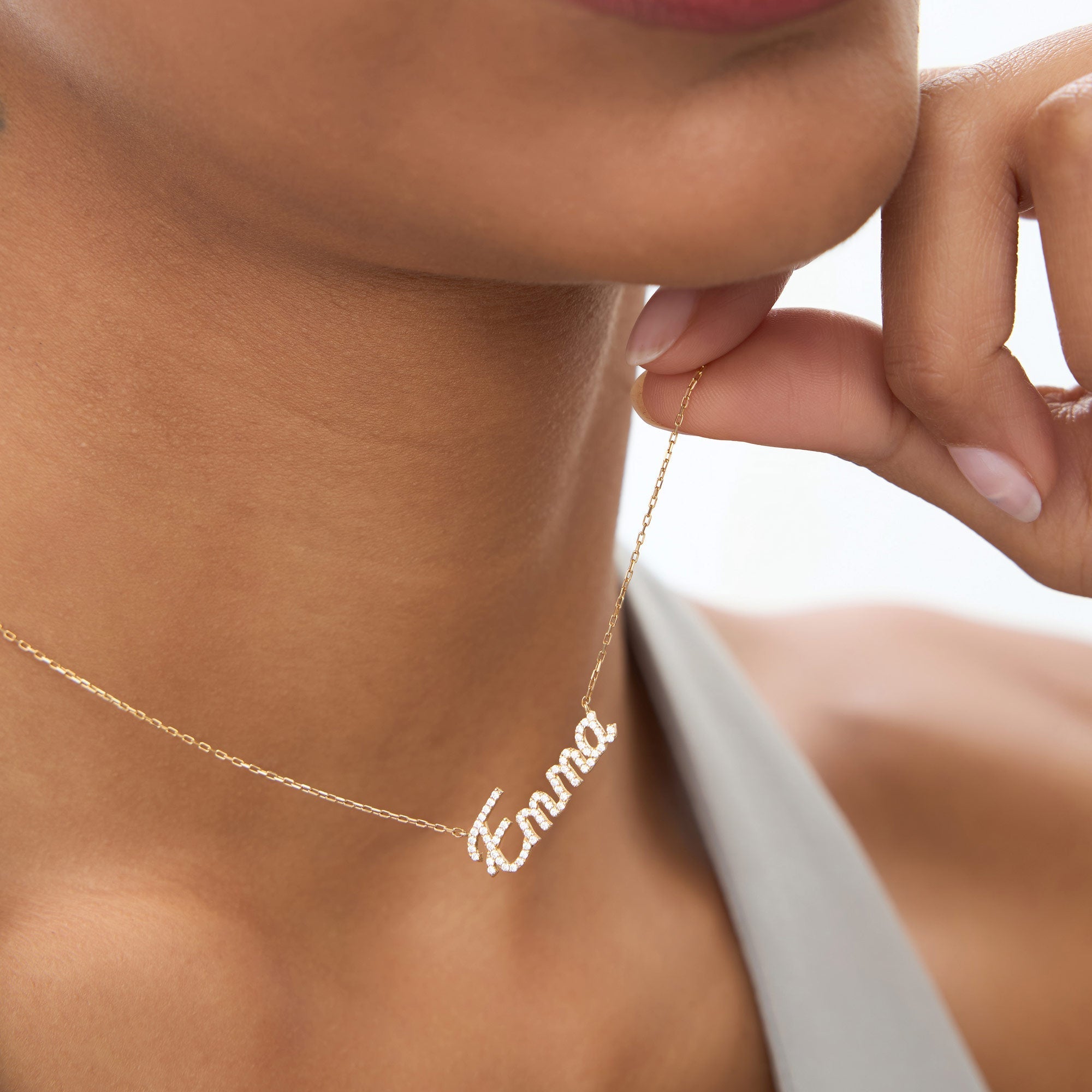 14k Personalized Diamond Name Necklace