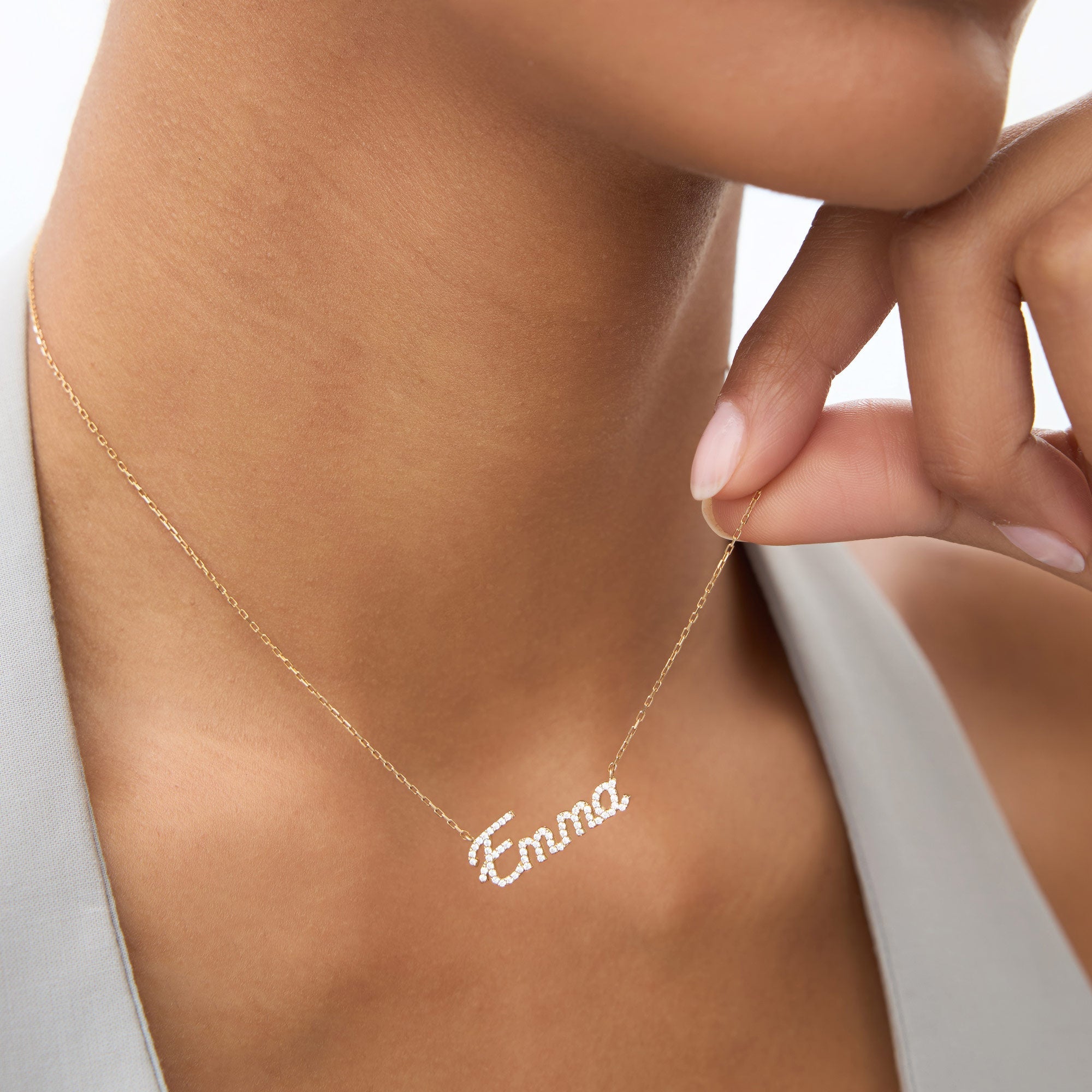 14k Personalized Diamond Name Necklace
