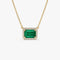 14k 1.00 Ctw Octagon Emerald in Diamond Halo Setting - GeumJewels