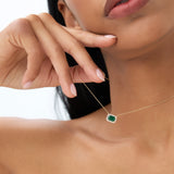 14k 1.00 Ctw Octagon Emerald in Diamond Halo Setting - GeumJewels