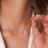 14k Ruby and Diamond Horseshoe Pendant - GeumJewels