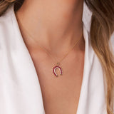 14k Ruby and Diamond Horseshoe Pendant - GeumJewels