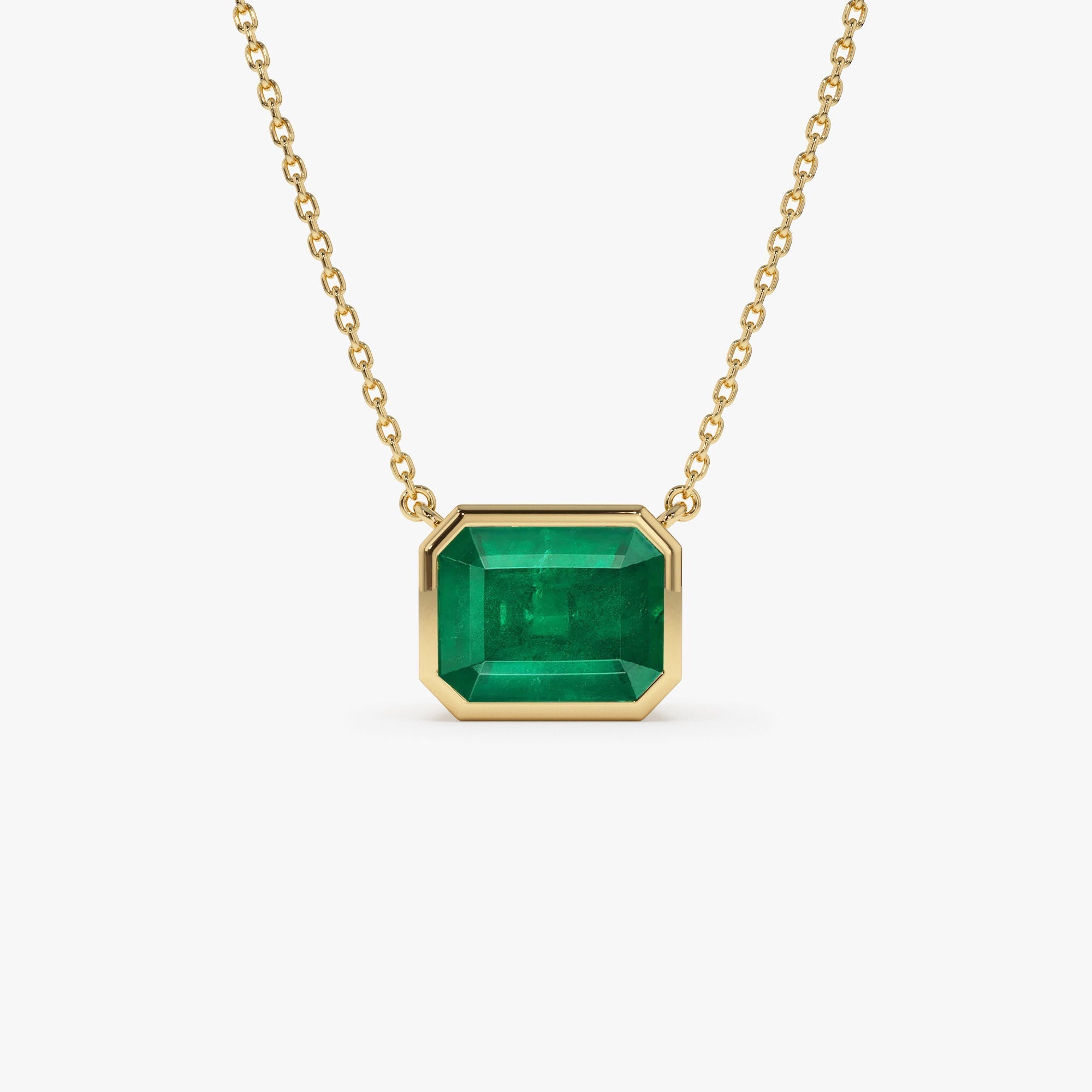 14k 1.50 - 2.20 Ctw Octagon Cut Bezel Setting Necklace - GeumJewels
