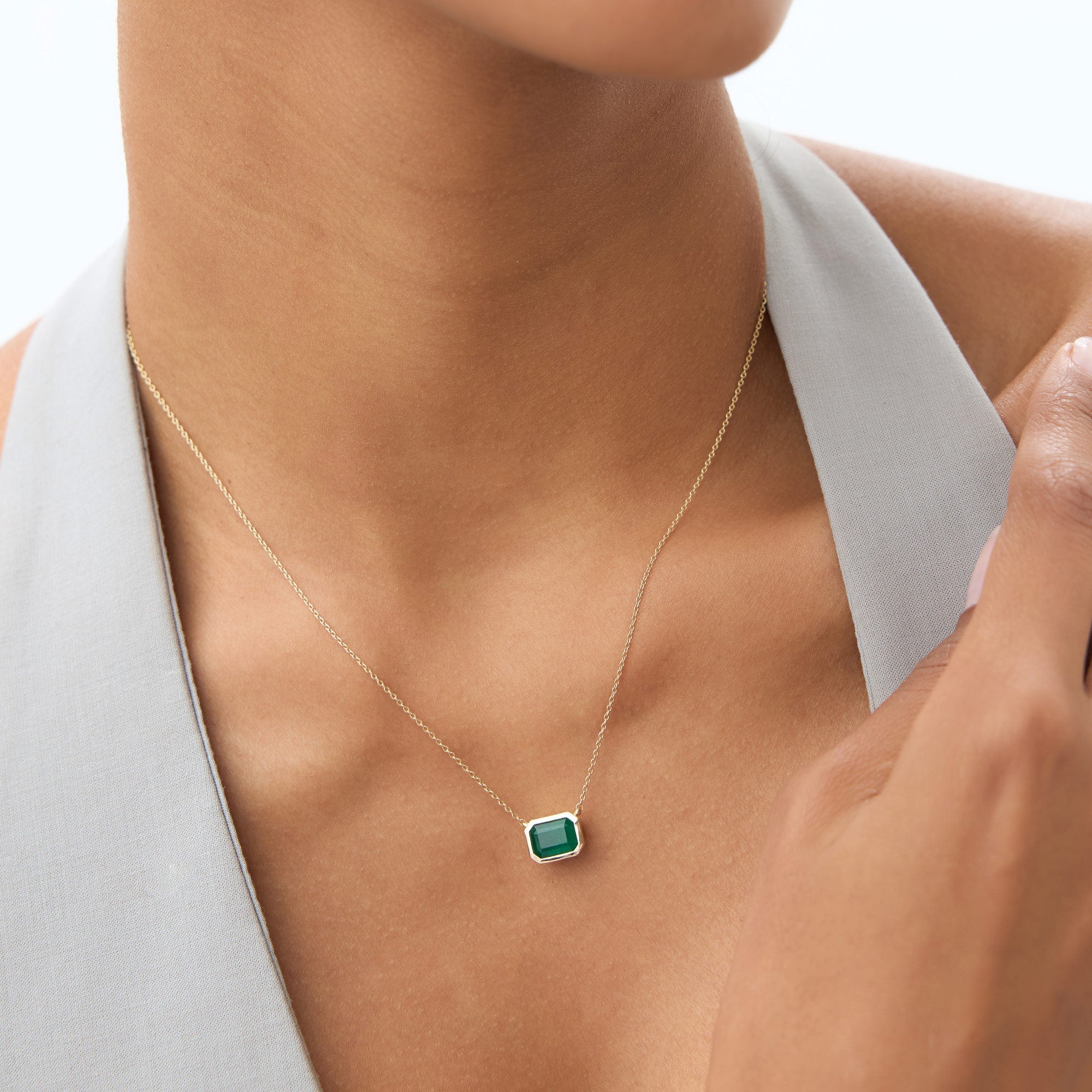 14k 1.50 - 2.20 Ctw Octagon Cut Bezel Setting Necklace - GeumJewels