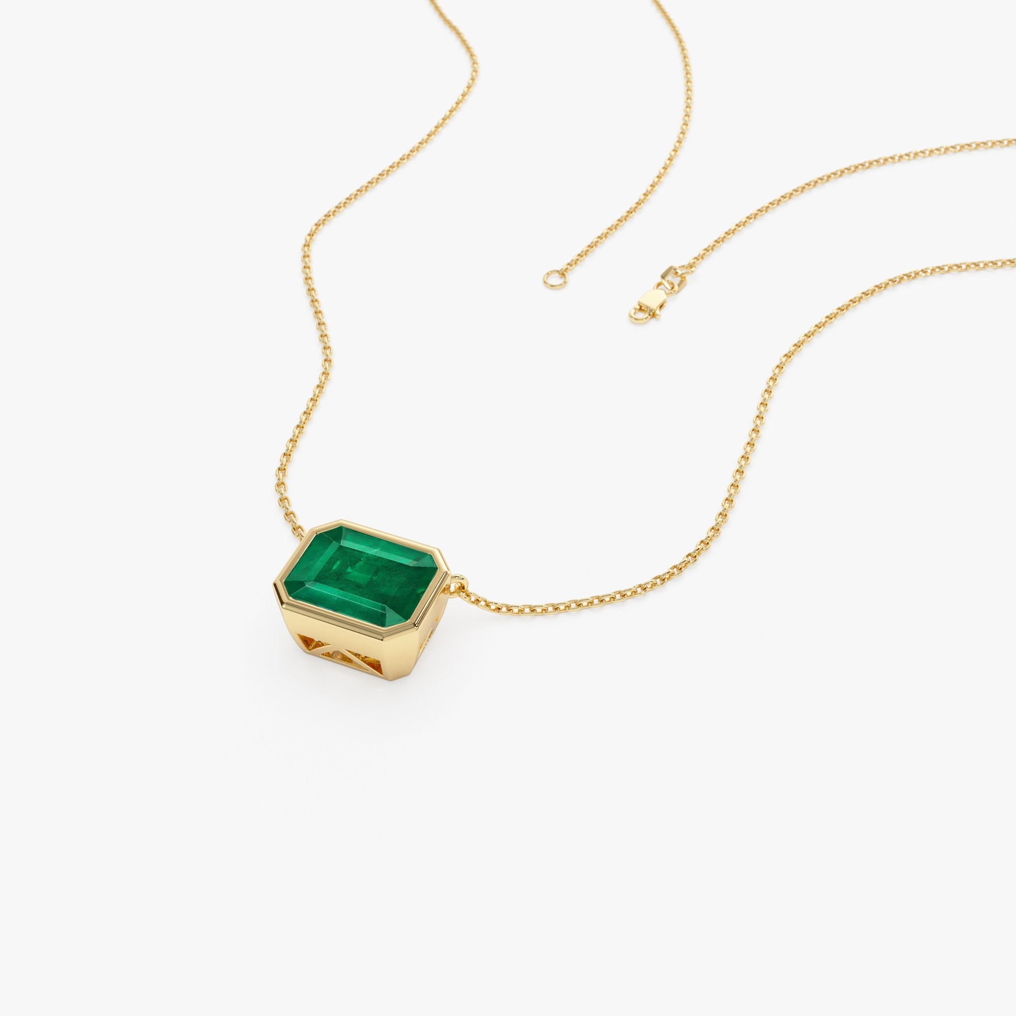 14k 1.50 - 2.20 Ctw Octagon Cut Bezel Setting Necklace - GeumJewels