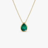 14k 1.50-2.50 ctw Pear Shape Bezel Setting Emerald Necklace - GeumJewels