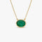 14k 2.0 - 2.20 Ctw Oval Shaped Bezel Setting Emerald Necklace - GeumJewels