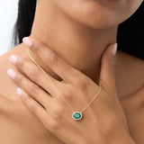 14k 2.0 - 2.20 Ctw Oval Shaped Bezel Setting Emerald Necklace - GeumJewels