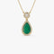14k 2.00 Ctw Pear Shape Emerald and Diamond Halo Setting Necklace - GeumJewels
