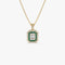 14k Baguette and Round Emerald Necklace with Halo Setting - GeumJewels